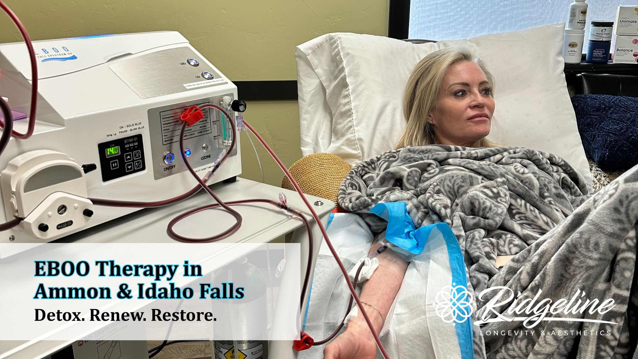 eboo equipment with patient getting the treatment.